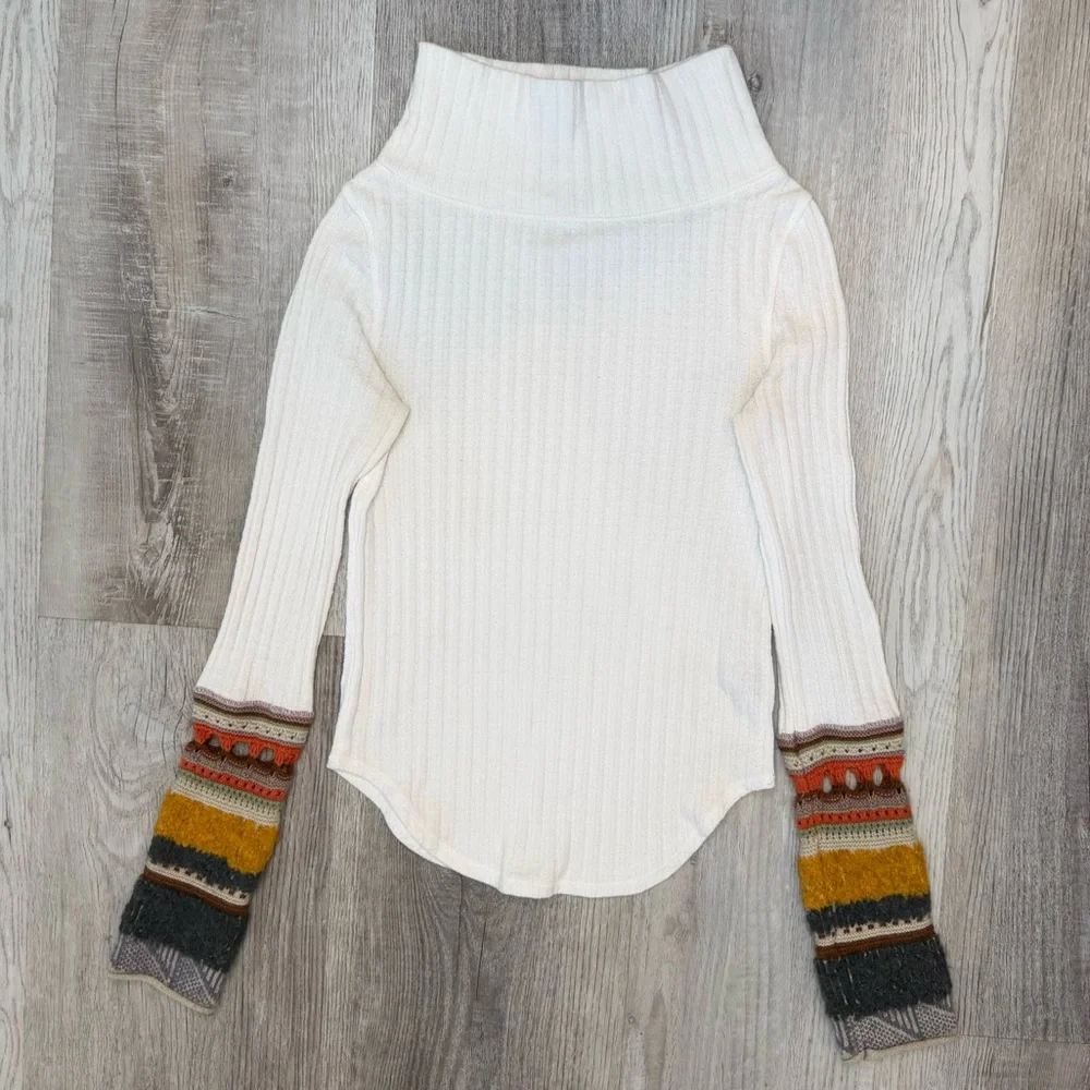 Free People Mixed Up Cuff Long Sleeve Sweater Women’s Size XS Bohemian